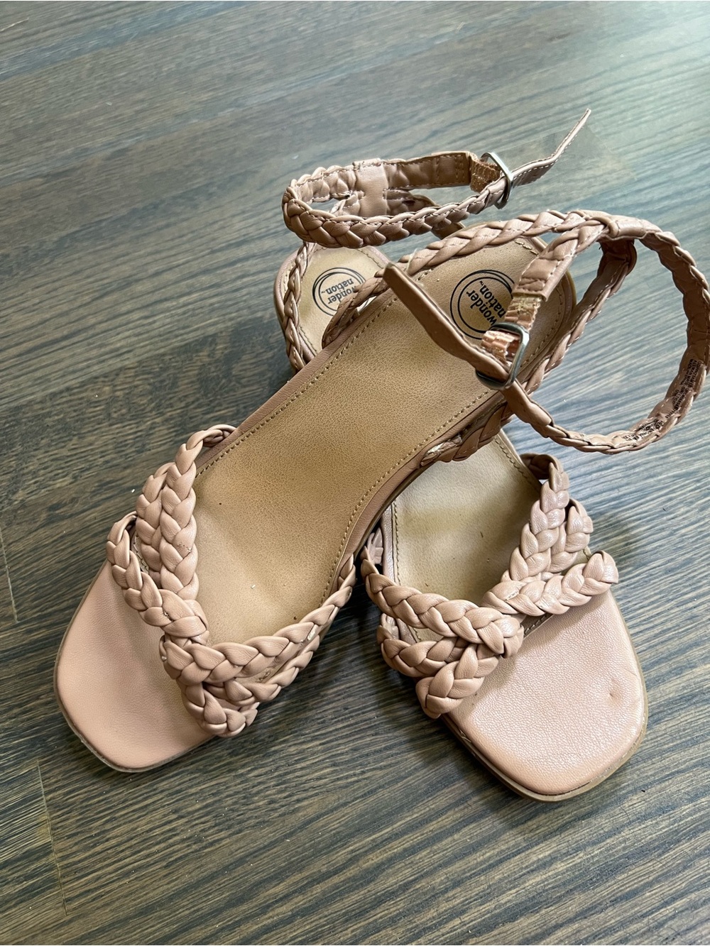 wonder nation Braided Ankle Strap Sandals in Beige